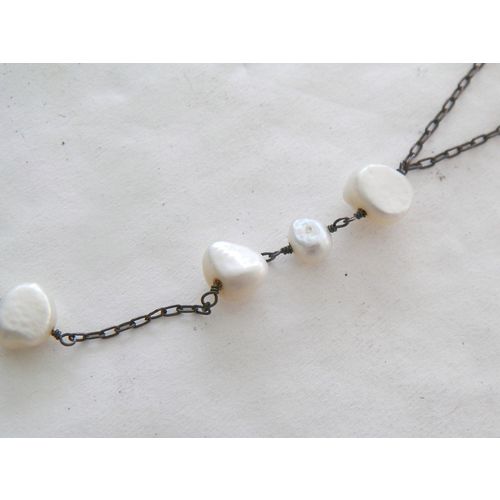 VINTAGE MWS SRILANKA STERLING SILVER FRESHWATER PEARLS19'' NECKLACE