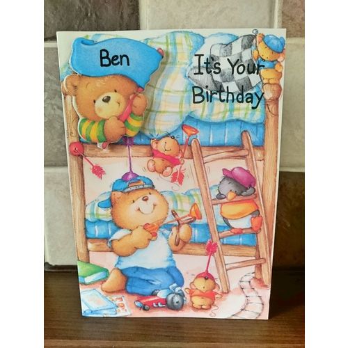Name Birthday Card + Badge - Ben 01