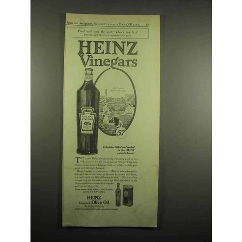 1918 Heinz Vinegar Ad - Food Will Win The War