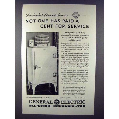 1930 General Electric Refrigerator Ad - Service