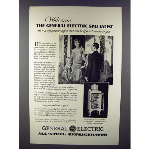 1930 General Electric Refrigerator Ad - Specialist