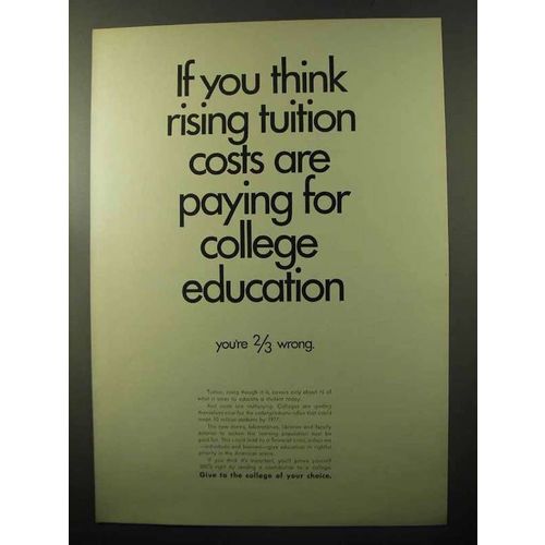 1970 College Tuition Ad - Rising Costs Paying for