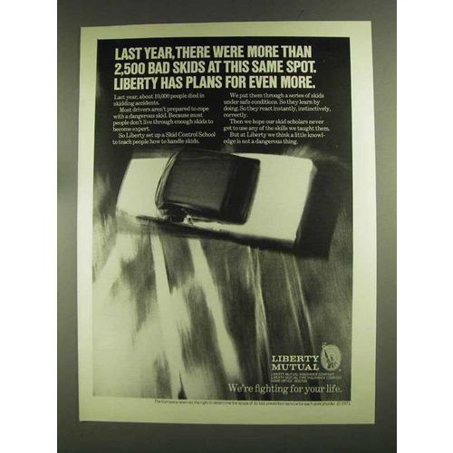1972 Liberty Mutual Ad - 2,500 Bad Skids At Same Spot