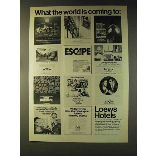 1976 Loews Hotels Ad - What World is Coming To