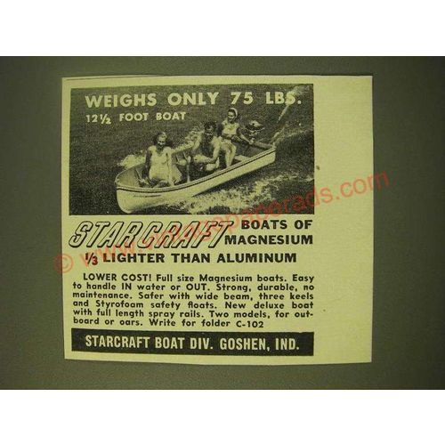 1950 Starcraft Boats Ad - Weighs only 75 lbs.