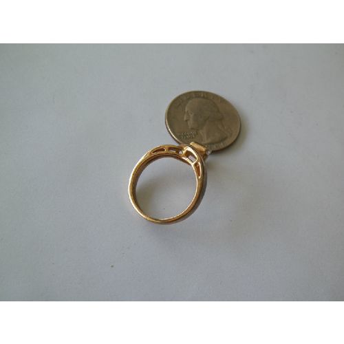 SIZE 8 -18K YELLOW GOLD PLATED CZ SOLITAIRE RING BY ROMAN