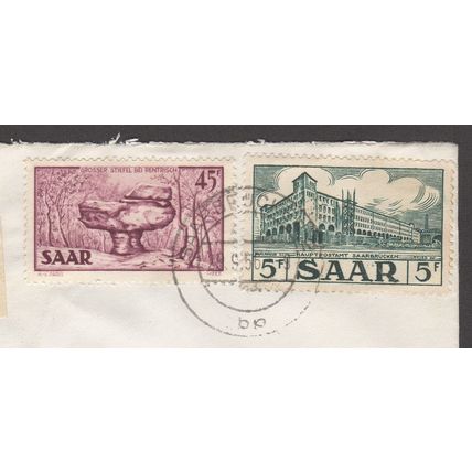 Saar, Germany 1956, Cover Saarbrucken to Saarbrucken with Mi #286, 323. Used