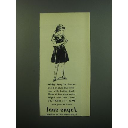 1949 Jane Engel Holiday Party Set Jumper Advertisement