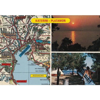 Katerini Greece Sunset Map Lilo Postcard