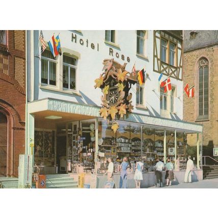 Doris Muhl St Goar Cuckoo Clock Gift Centre Ross Hotel German Postcard