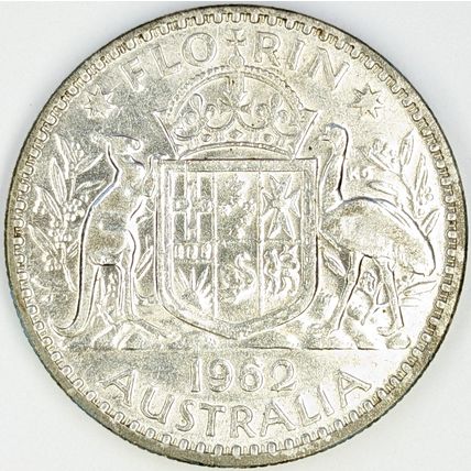 AUSTRALIA 1962 Florin 50% Silver (B)