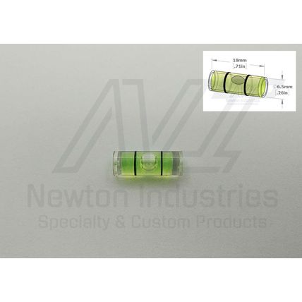 5pcs Acrylic Ø6.5x18mm Bubble Spirit Level Vial YlwGreen Sens: 50'/2mm 14.55mm/m