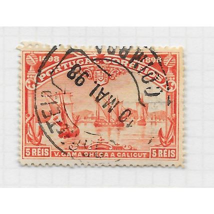 PORTUGAL EARLY CLASSIC 1898 VASCO DA GAMA 400th 5R CINNAMON USED DATED