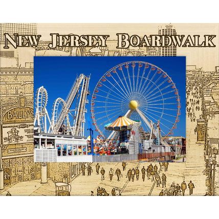 New Jersey Boardwalk Laser Engraved Wood Picture Frame Landscape (8 x 10)
