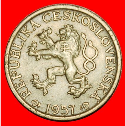 Ⰶ COMMUNISM (1957-1960): CZECHOSLOVAKIA ★1 CROWN 1957 DIE A★LOW START★NO RESERVE