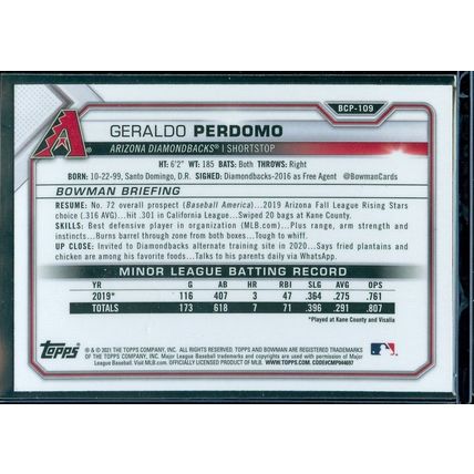2021 Bowman Chrome Mega Box Prospects Refractors #BCP109 Geraldo Perdomo