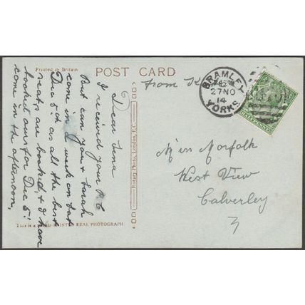 Actress Gladys Cooper's Husband & Daughter, 1914 - Rotary RP Postcard