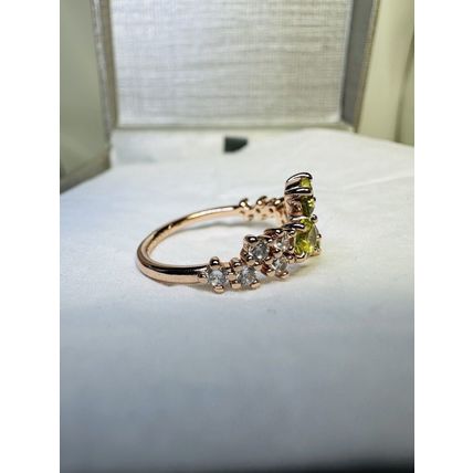 Ring Bomb Party Sz6 RBP Radiant Green Gems Rose Gold P Band Costume Jewelry