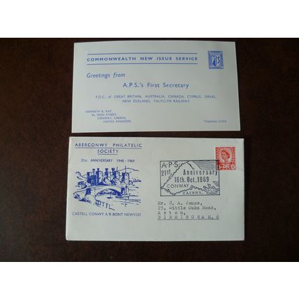 Great Britain 1969 Aberconwy Philatelic Society Special Cancel Castle Bridge