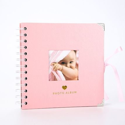Woodside Home Living Metal Corner Scrap Book Style Photo Album 17cm x 17cm Pink