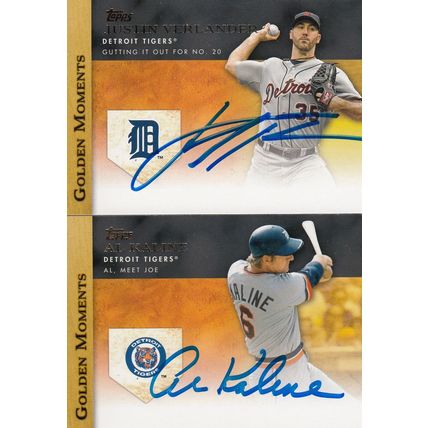 JUSTIN VERLANDER & AL KALINE AUTO 2012 DETROIT TIGERS HALL OF FAME WORLD CHAMPS