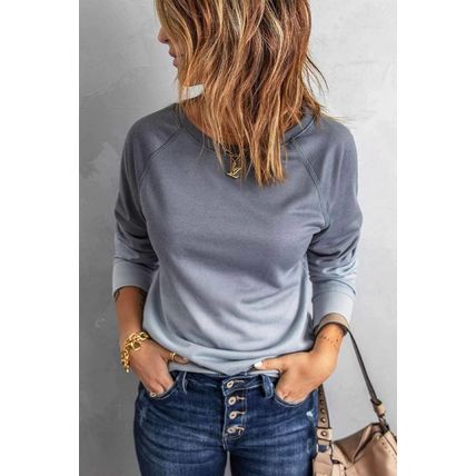Gray Ombre Crewneck Long Sleeve Sweatshirt