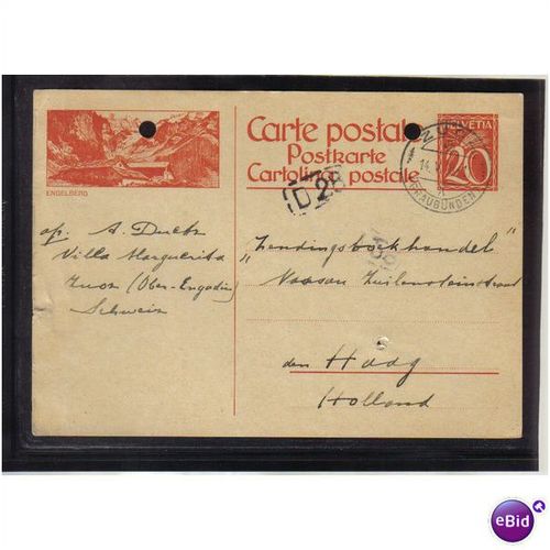 1928 SWITZERLAND ENGELBERG POSTCARD 20C ZUOS PMK