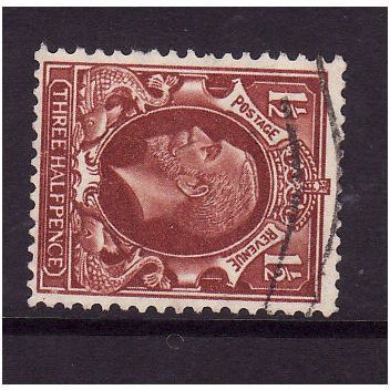 GREAT BRITAIN 1934 1 1/2d RED BROWN WMK SIDEWAYS SG441a FINE USED #3