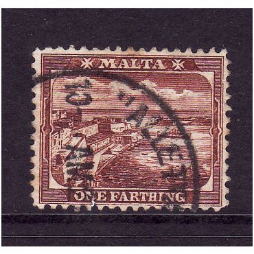 MALTA 1901 SG31 1/4d BROWN FINE USED #1