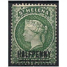 St Helena 1884 SG36 1/2d Emerald Green Wmk Crown CA Mounted Mint . .