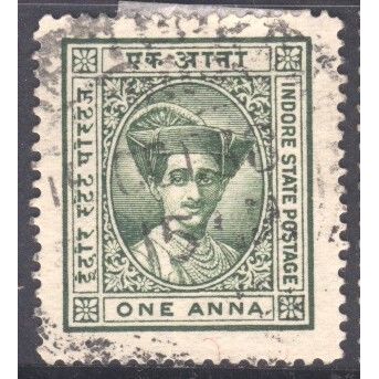 India (Indore) 1928 - SG 18 - 1a green - Maharaja Yeshwant Rao Holkar 11 - used