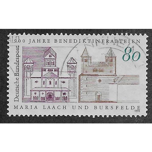 GER 1993 80pf 'MARIA LAACH AND BURSFELDE' FINE USED (EBID54-544)