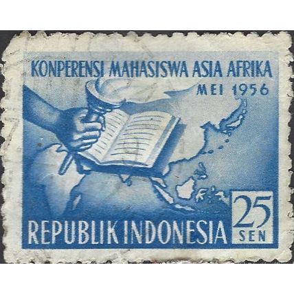 INDONESIA, Asian and African Students' Conference, blue 1956, 25sen