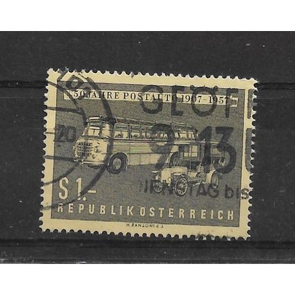 Austria.50th Anniversary of Postal Coach Service stamp.Fine Used.Aug22