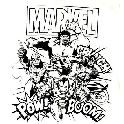 Marvel Superhero's Comics Black & White T-Shirt Youth Medium (T19D)