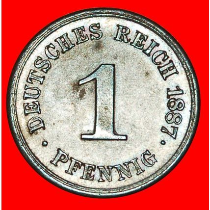 FIRST EAGLE (1873-1889): GERMANY ★ 1 PFENNIG 1887G RARE! ★LOW START★NO RESERVE