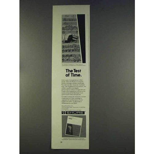 1977 Shure V-15 Type III Phono Cartridge Ad - Test Time
