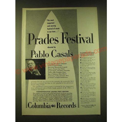 1951 Columbia Records Ad - Prades Festival directed by Pablo Casals