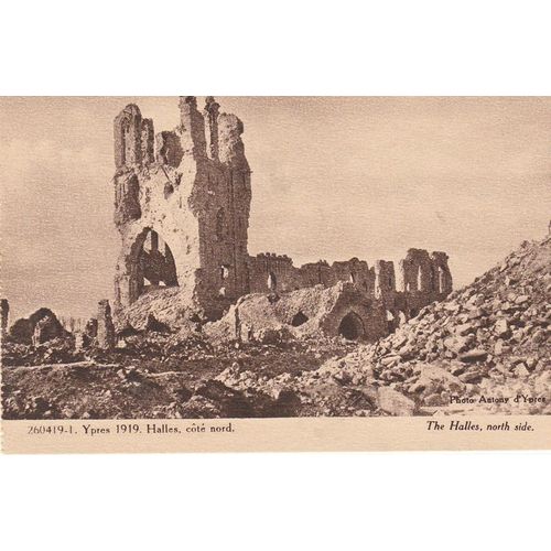 Ypres 1919 The Halles North Side World War One Damage Postcard (WD193)