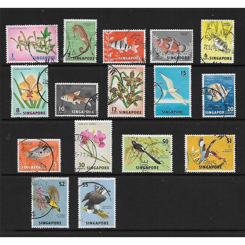 SINGAPORE 1962 - 66 1c - $5 SG 63 / 77 SET 16 VALS FINE USED