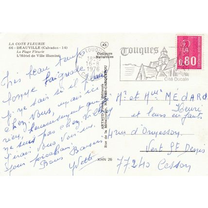 Deauville Hotel de Ville France Postcard posted 1976 VGC