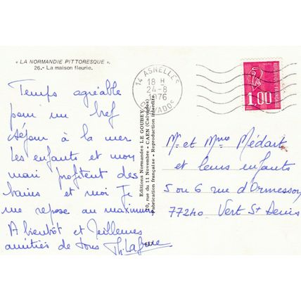 Normandie Le Maison Fleurie France Postcard posted 1976 VGC