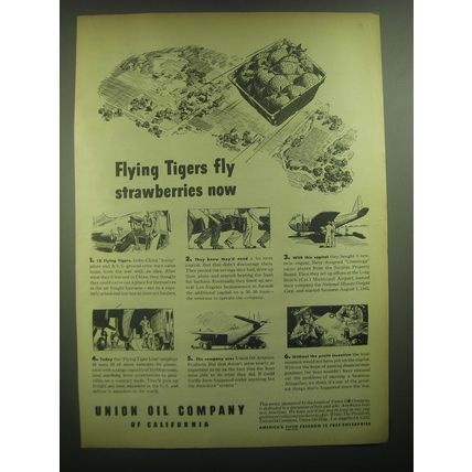 1945 Union Oil Company Ad - Flying tigers fly strawberries now