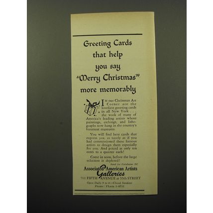 1950 Associated American Artists Galleries Advertisement