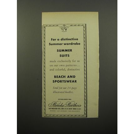1950 Brooks Brothers Summer Suits, Beach and Sportswear Advertisement