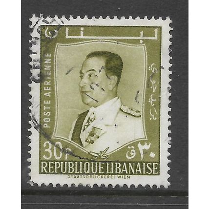 LEBANON 196O AIR 30p OLIVE PRESIDENT CHEHAB SG 641 FINE USED#2