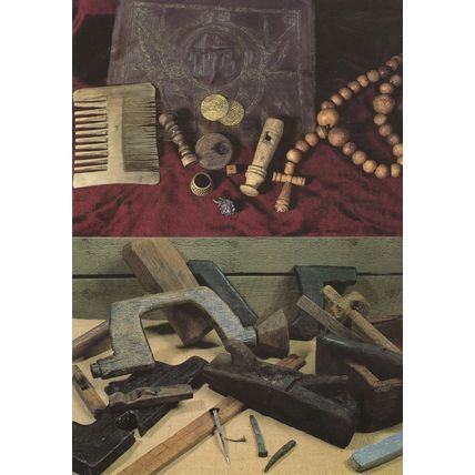 Mary Rose Ship Carpentry Antique Ruler Mallet Nails 2x Postcard s