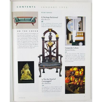 Art & Antiques Magazine, January 1998, American Furniture, Corporate Culture