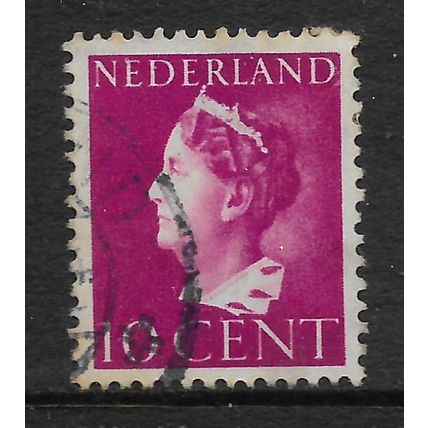 NETHERLANDS 1940 10c PURPLE QUEEN WILHELMINA FINE USED