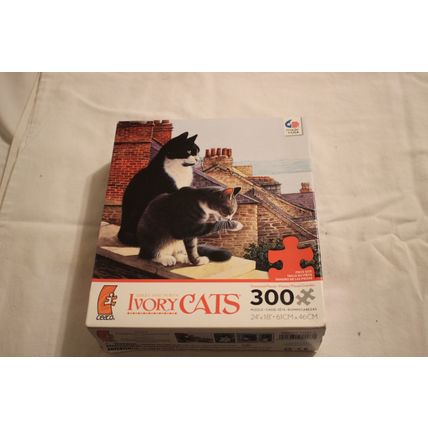 CATS ON THE LEDGE 300 PIECE PUZZLE SEALED IVORY CATS